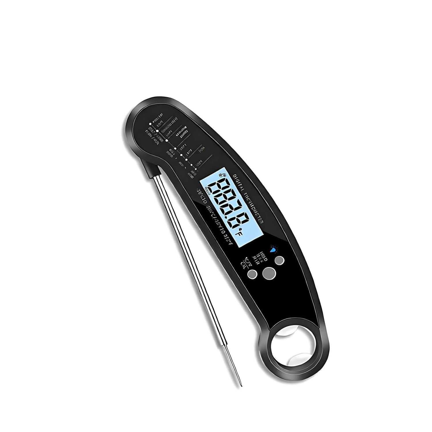 Thermometre De Cuisine, Meat Thermometer, Précision ±0,5°c, Lecture Instantanée En 0,8s, Avec écran Lcd Et Calibration, 110mm Pliable Sonde, Thermometre De Cuisson Pour Cuisson, Viande, BBQ