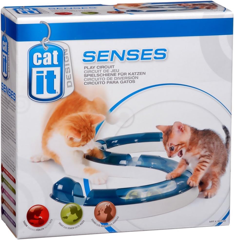 Cat it Design Seses rail de jeu, Play Circuit, balle incluse, Races moyenne, pour chats, Bleu, 1 Unité