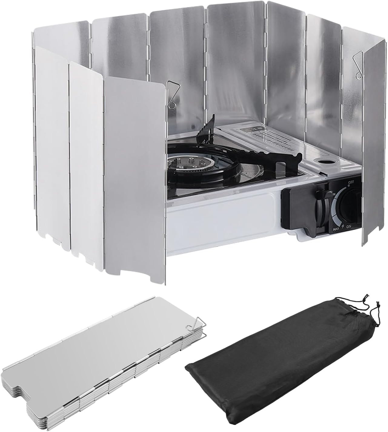 Pare-Vent Pliable Aluminium, 12 Plaques Pare-brise de Réchaud de Camping