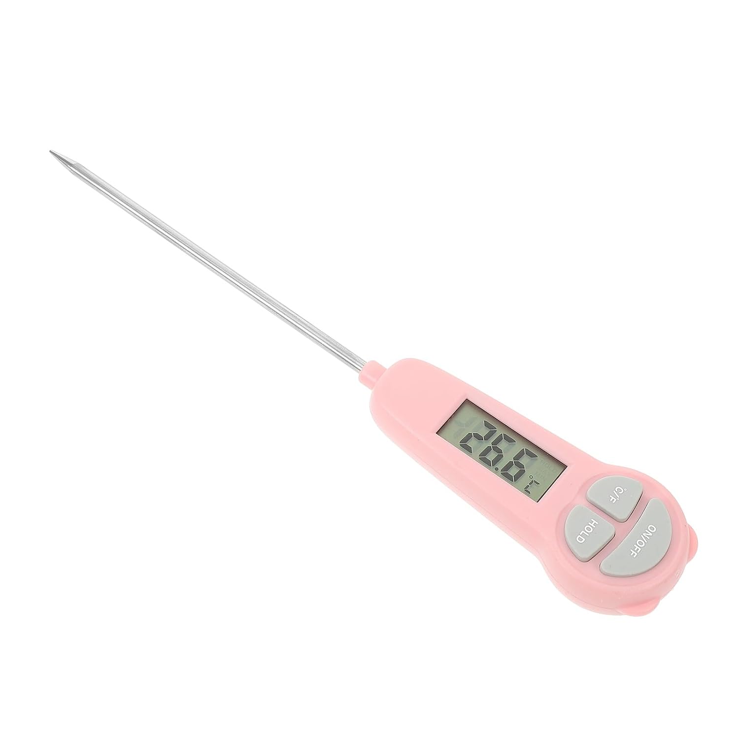Lurrose Thermomètre Cuisine Digital Portable Rose Sonde en Acier Inoxydable pour Cuisson et Friture, Lecture Instantanée Précise des Aliments et Liquides