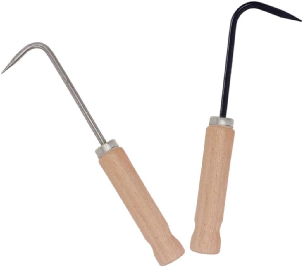 Générique 2 Pièces Désherbeur Manuel Crochet de Jardin Griffe, Manche Bois