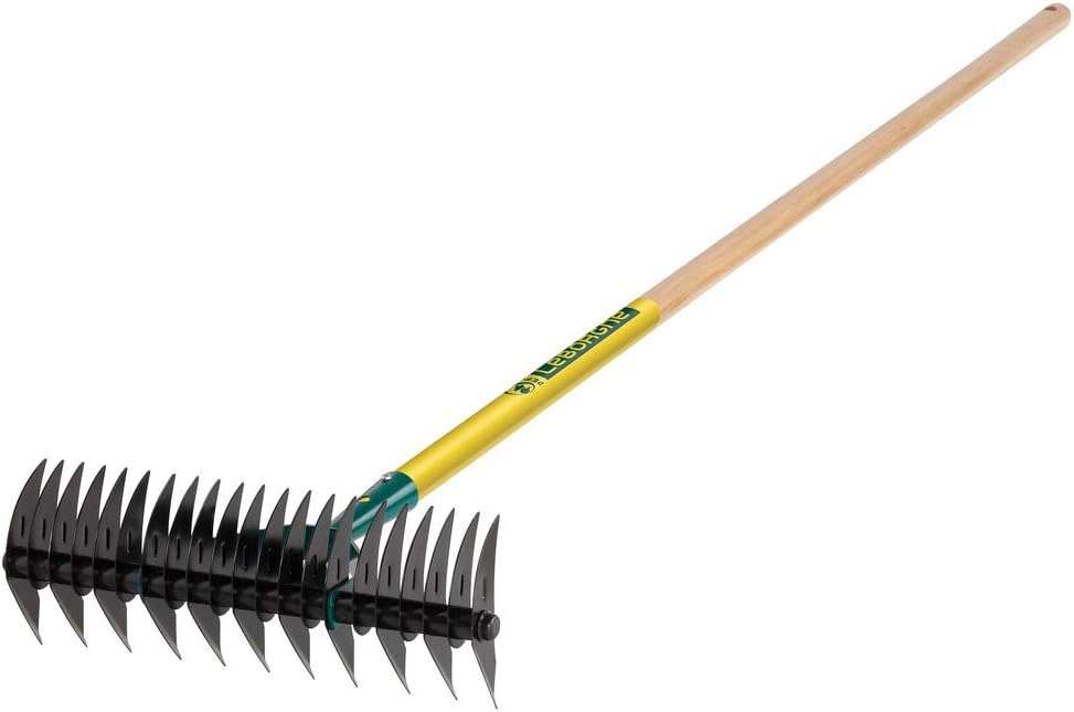 Leborgne, Scarificateur 32 Dents avec Manche, Modèle 460321, Outil de Jardinage en Acier, Idéal pour Aérer et Éliminer la Mousse du Gazon, Taille Pratique, Parfait pour les Jardiniers Passionnés