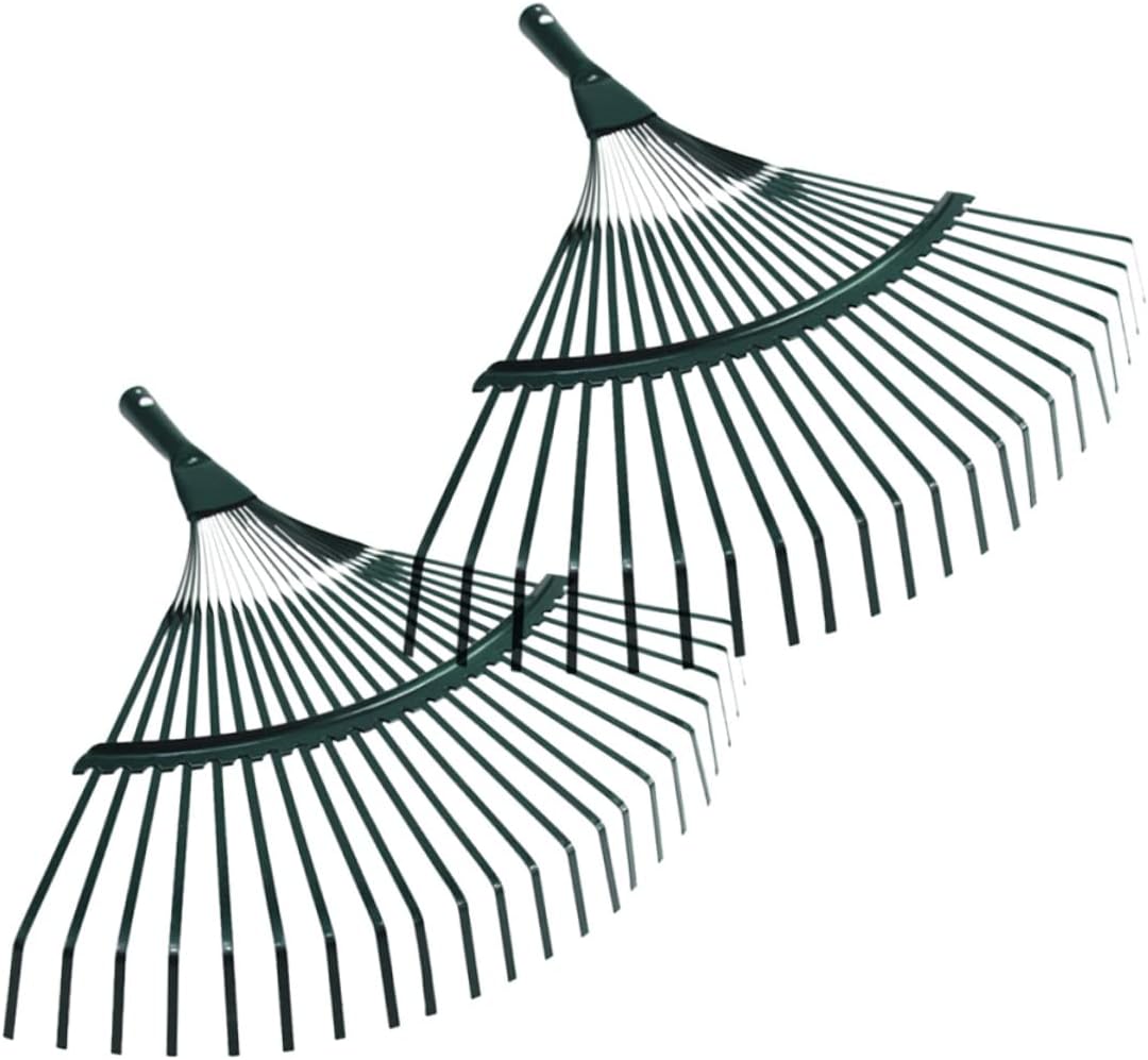 Râteau à Feuilles pour Jardin 22 Dents en Acier, Lot de 2