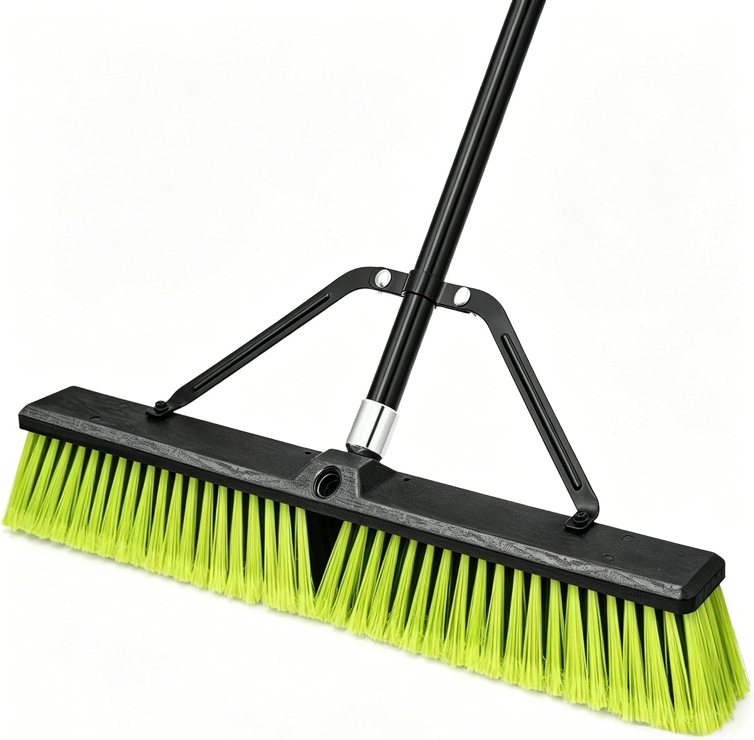 TidyBliss 60 cm Balai Brosse Exterieur, Grande Brush Commerciale à Poils Durs avec Manche Long de 160 cm pour Garage, Atelier, Jardin, Cour, Terrasse, Rue, Entrepôt, Pelouse, Allée (Jaune-Vert)