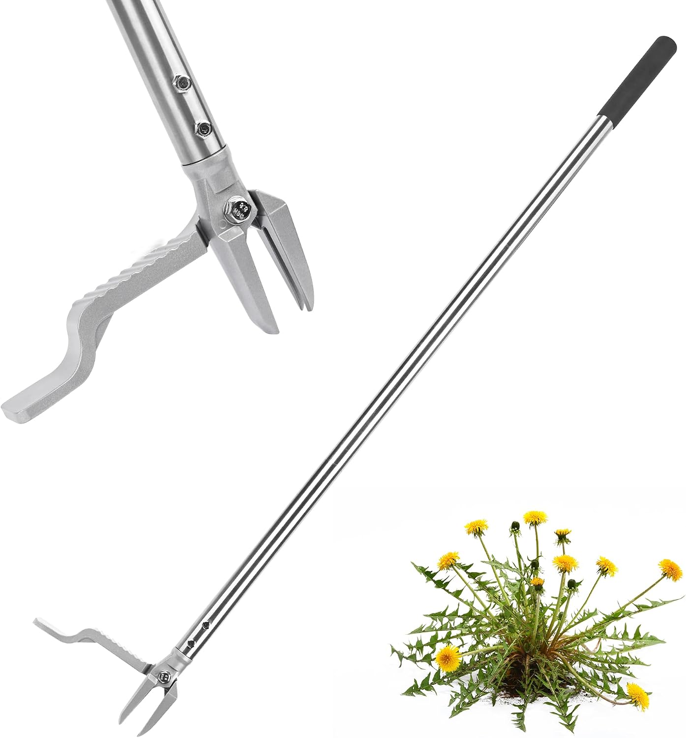 BARAYSTUS Outil de désherbage avec 3 Griffes et pédale, désherbeur sur Pied, poignée en Acier Inoxydable, désherbeur Facile sans se pencher, désherbeur à Long Manche