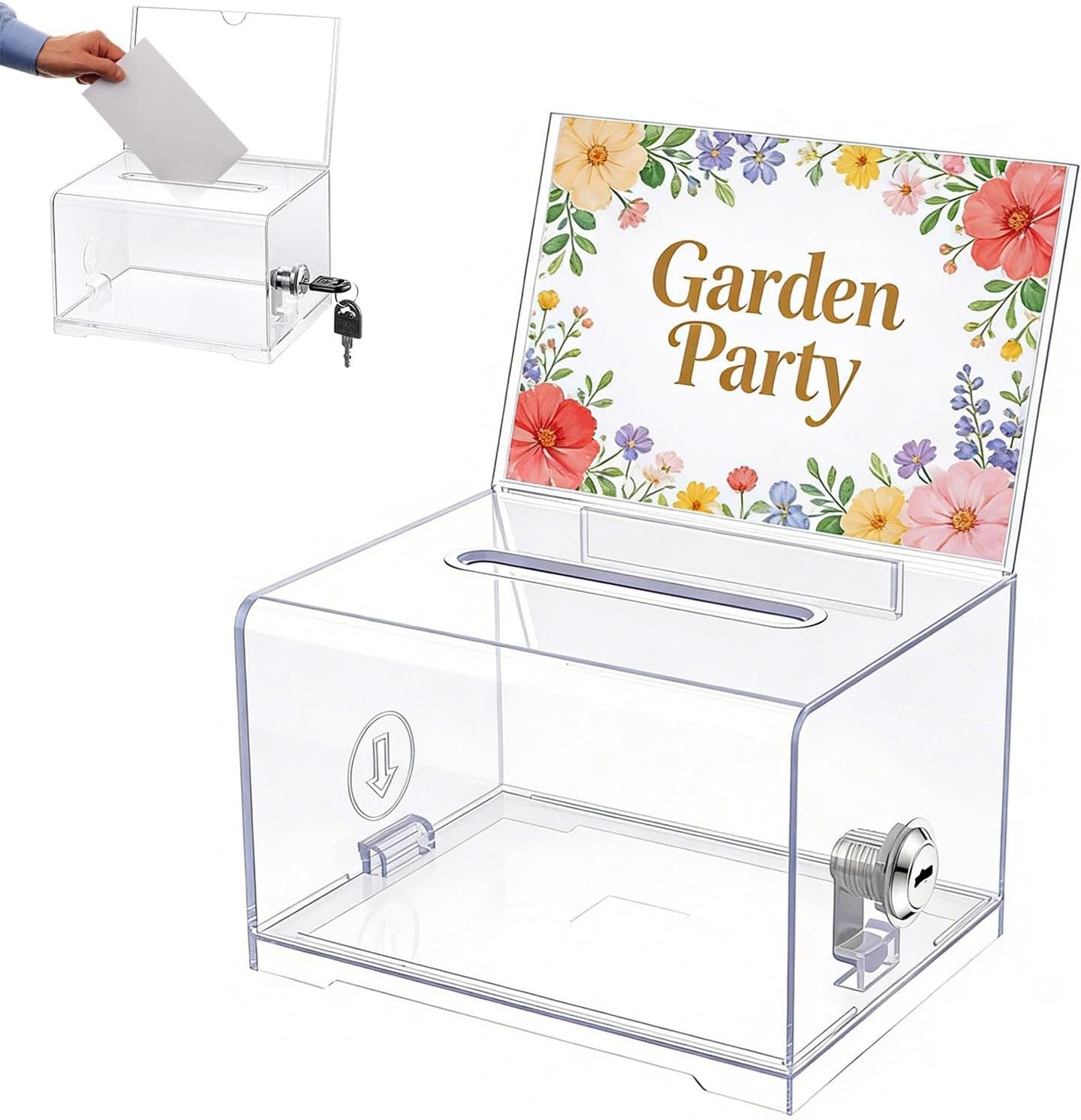 Boîte de Dons en Acrylique, Boîte à Dons Verrouillable, urne Électorale Transparente avec Serrure à Clé, Tirelire Transparente, avec Autocollant, pour Stocker les Bulletins de Vote et les Collectes