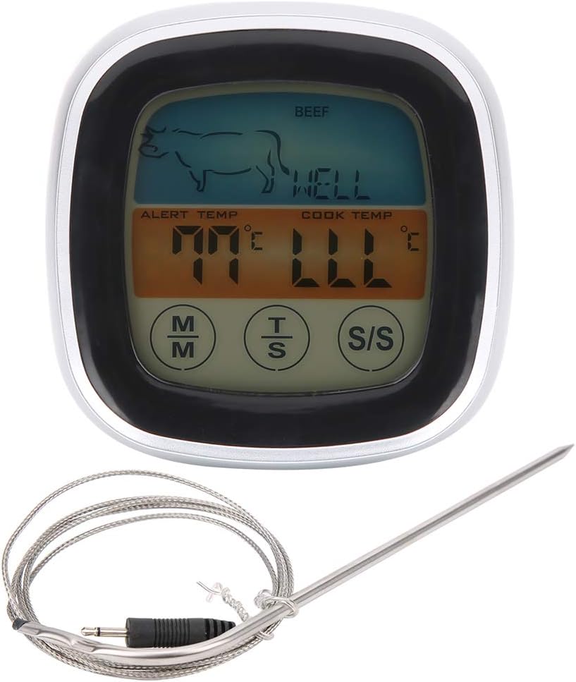 Thermomètre à Viande Numérique, Thermomètre De Cuisson Numérique LCD à Lecture Instantanée Rapide, Thermomètre Alimentaire Avec Minuterie D'alarme Pour Four, Cuisine, Barbecue, Gril Extérieur