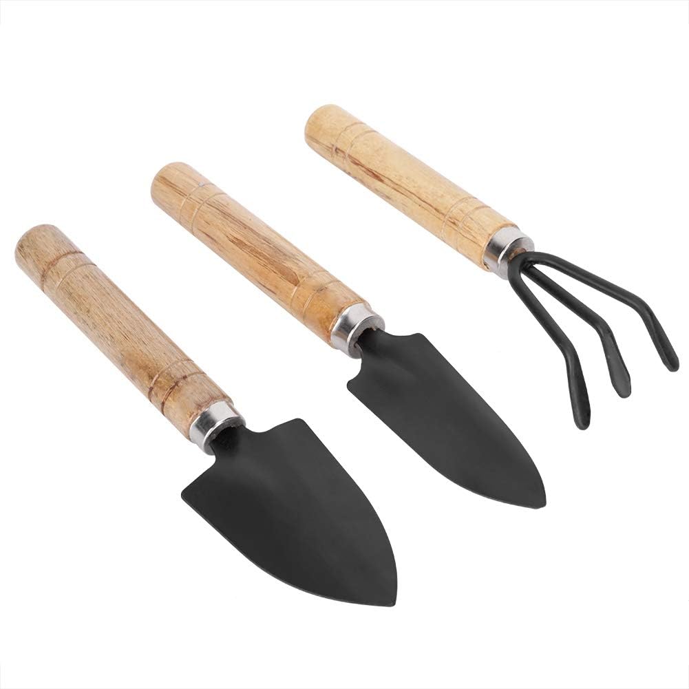 Qcwwy 3pcs Mini Ensemble D'Outils de Jardin, Plantes en Pot Jardinage Main Kit Mini Bêche Griffe Râteau Pelle Fleurs Outils de Plantation Portable Jardin Outils à Main Ensemble
