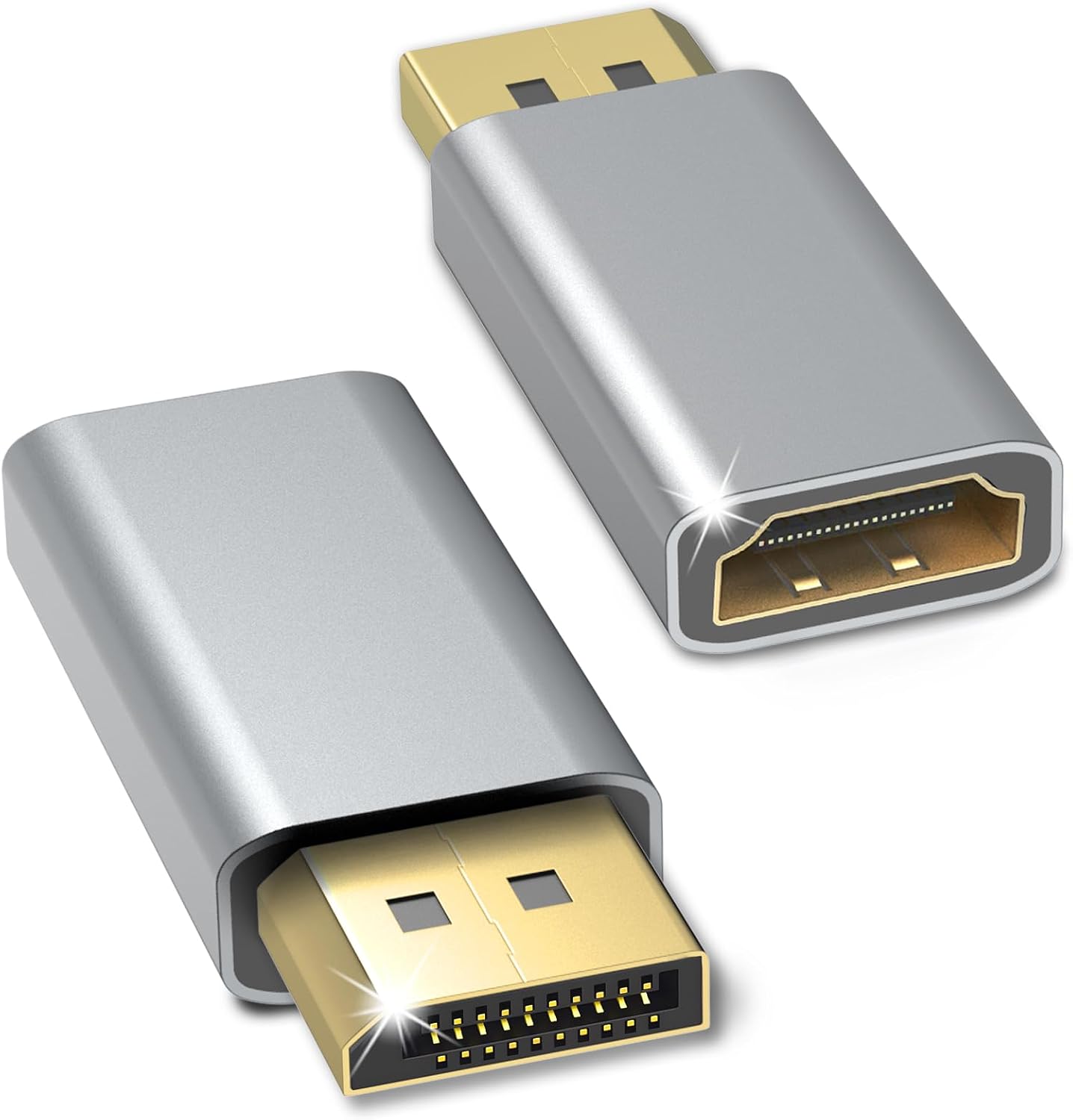 Lot de 2 Adaptateurs DisplayPort vers HDMI 4K@60Hz/ 2K@60Hz/ 1080P@120Hz, Adaptateur DisplayPort vers HDMI Compatible avec Dell, HDTV, Projecteur, Moniteur, AMD, GPU, NVIDIA