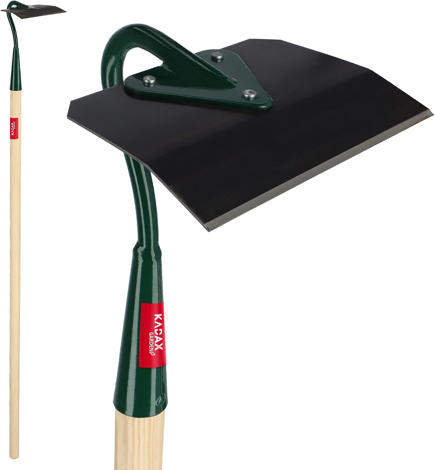KADAX Bêche, Bêche de Jardin en métal, Bêche à Mauvaises Herbes avec Long Manche en Bois, Accessoire de Jardin pour enlever Les Mauvaises Herbes, Bêche pour ameublir, aérer et désherber Le Sol (14cm)
