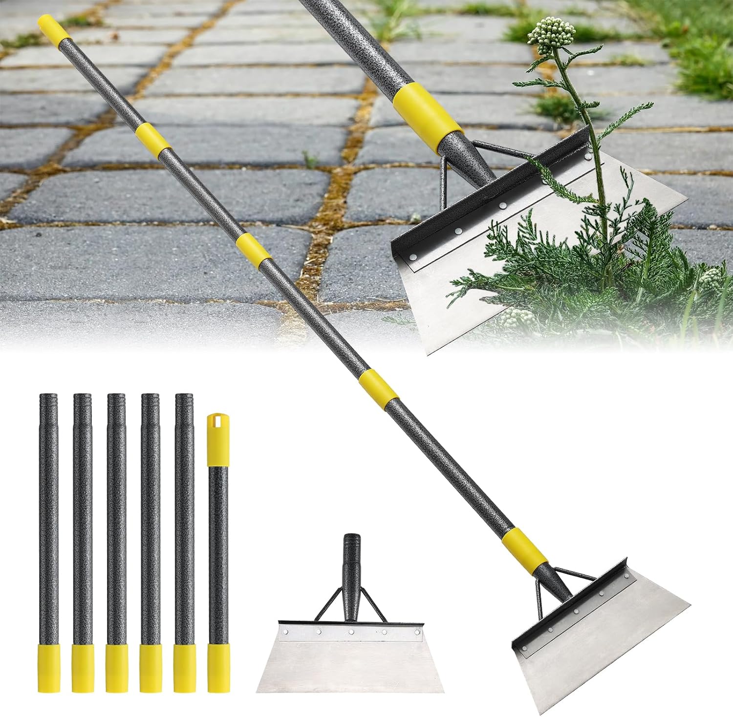 Pelle Jardinage, Outillage de Jardin Pelle de Nettoyage Multifonctionnelle de 165 cm avec Poignée d'extension en Acier Inoxydable, Grattoir à Percussion, pour Espace Extérieur, Maison, Ferme