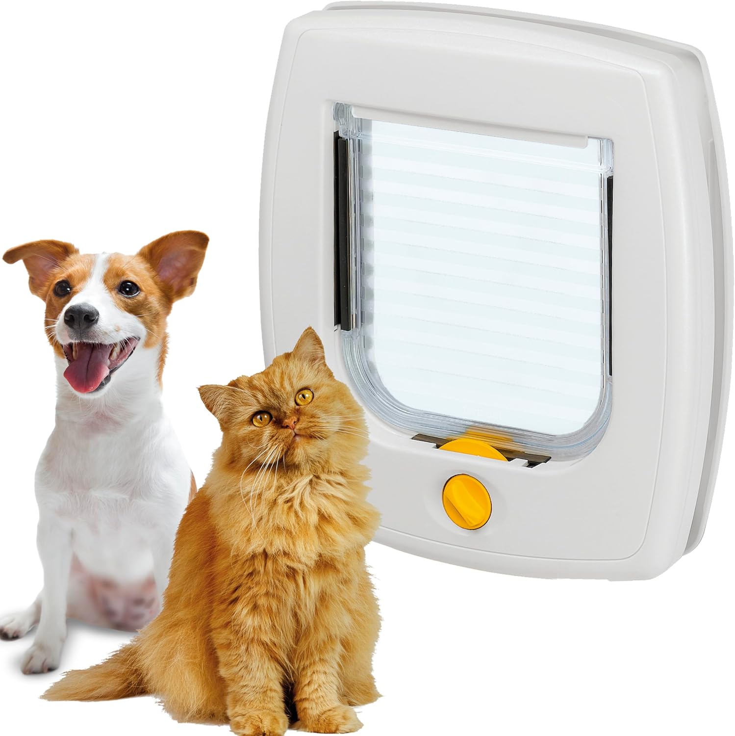 Ferplast Porte pour Chiens de Taille Moyenne, Chatiere, Entrée et Sortie Contrôlables à 4 Voies, Proctection contre les Courants d'air, Tunnel Complet, SWING 11 Chatiere pour Chien, Blanc