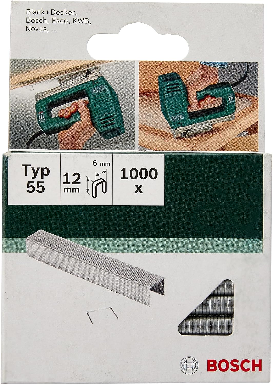 Bosch Accessories 2609255827 Set de 1000 agrafes à dos étroit Type 55 Largeur 6 mm Epaisseur 1,08 mm Longueur 16 mm