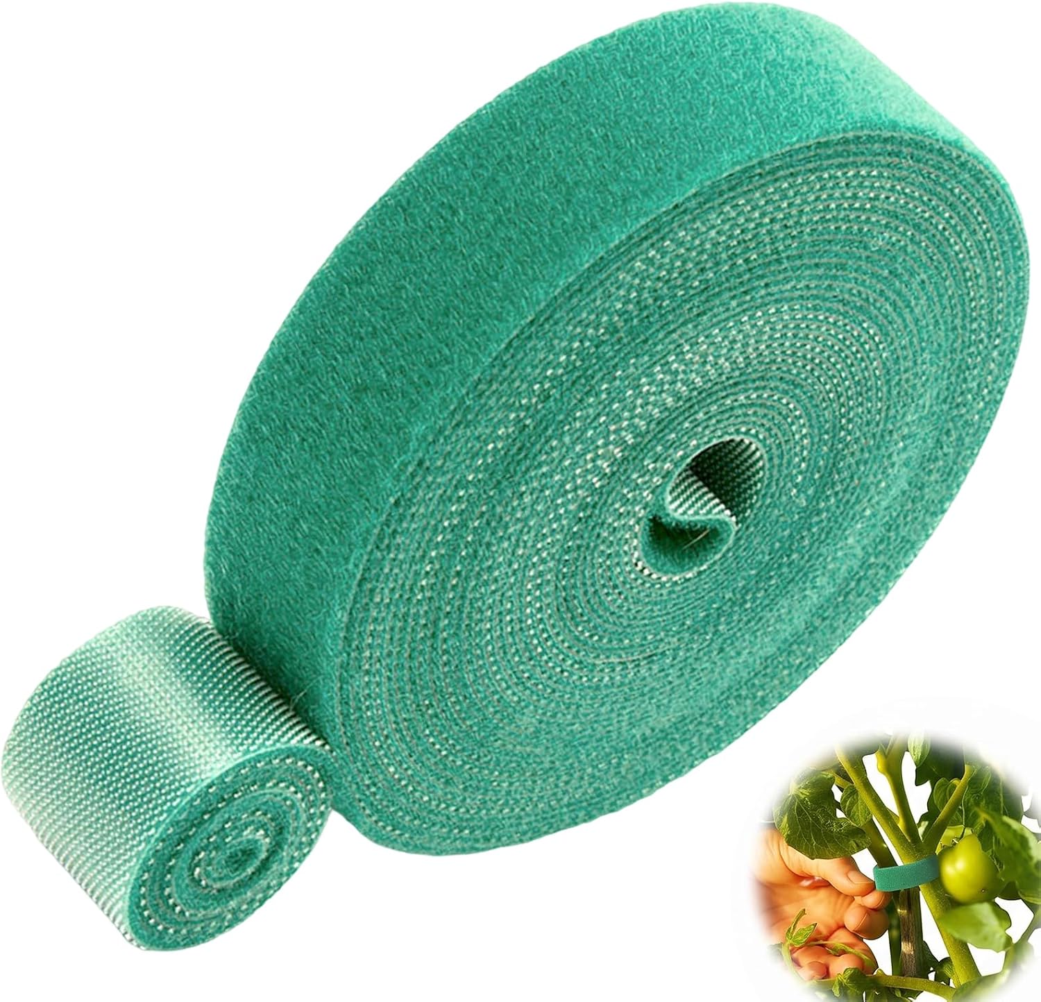 Bande Auto Agrippante pour Plantes 20mm x 10m, Rouleau Scratch Vert Réutilisable pour Jardin, Attache Plante Grimpante, Tomates et Arbustes, Lien de Fixation Doux et Résistant