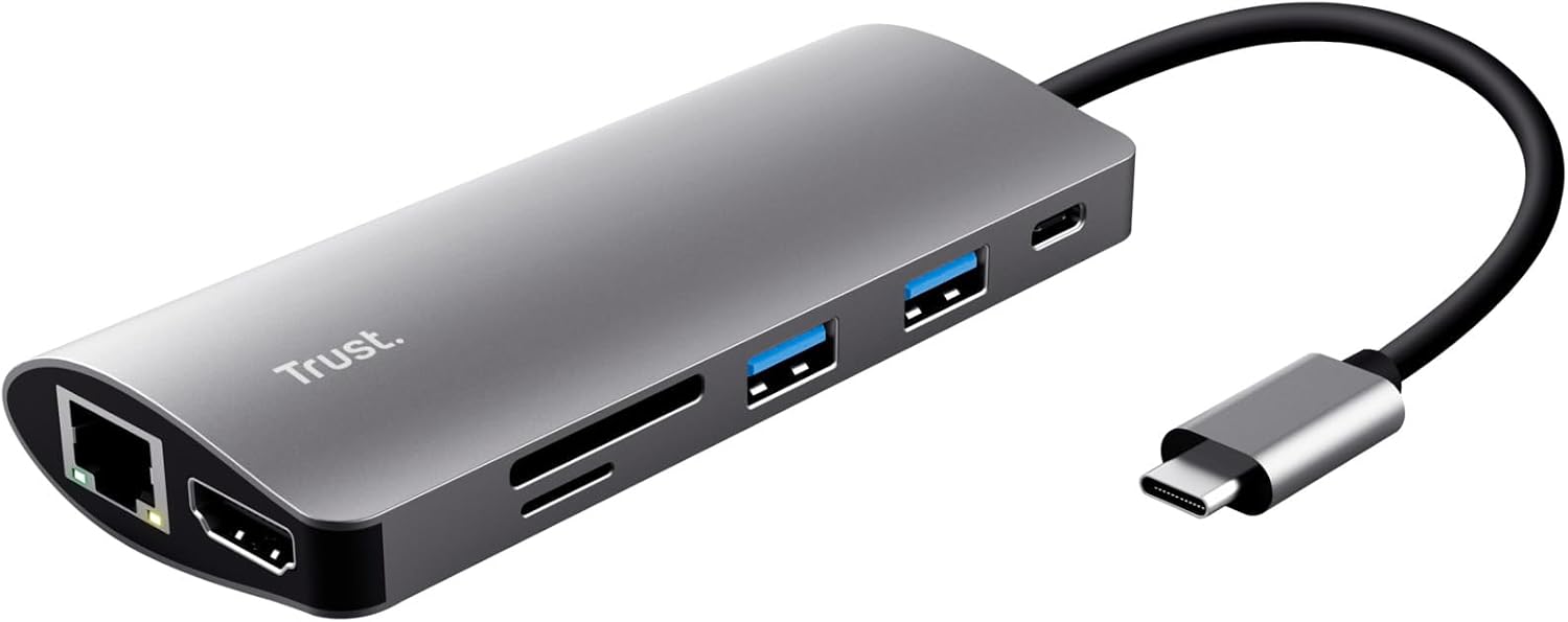 Trust Halyx Hub USB-C et Lecteur de Cartes, 3 Ports USB, SD et Micro-SD