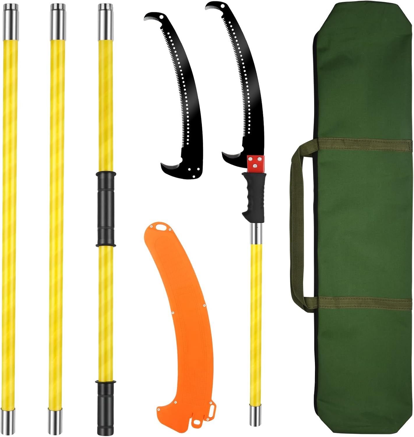 Coupe Branche Telescopique 4m: Scie à Élaguer Télescopique, Scie D'élagage Manuelle, Outils de Jardinage Pour la Taille des Palmiers et Des Arbustes(Jaune)