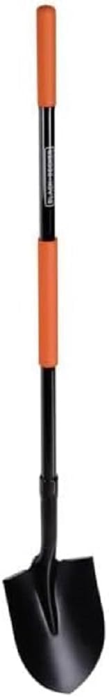 BLACK+DECKER Pelle - 148 cm - Inoxydable - Tête en Acier au Carbone et Manche en Fibre de Verre - Noir
