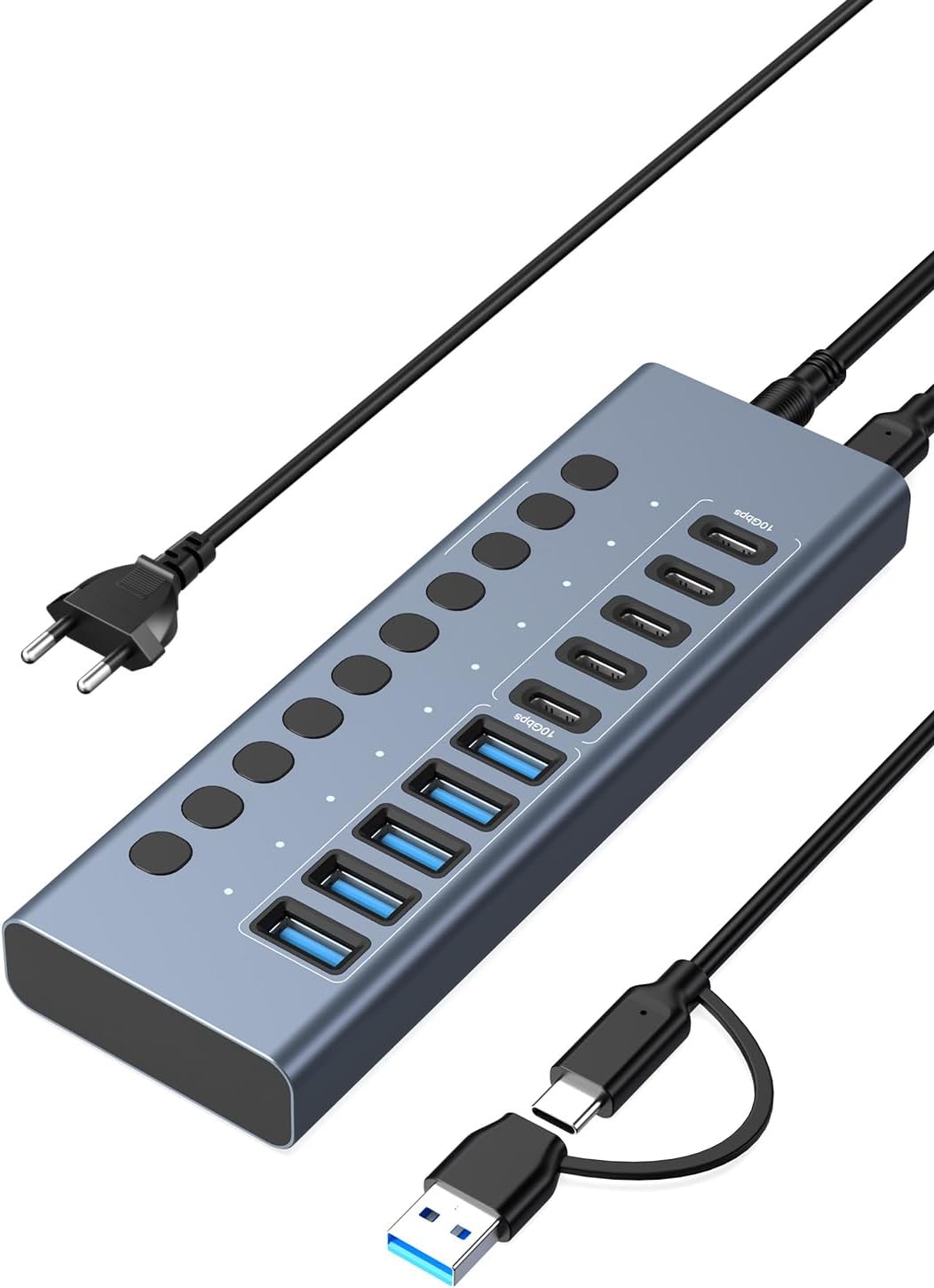 ACASIS Hub USB 3.2 alimenté par 10 ports (5 USB-A 3.2 + 5 USB-C 3.2)