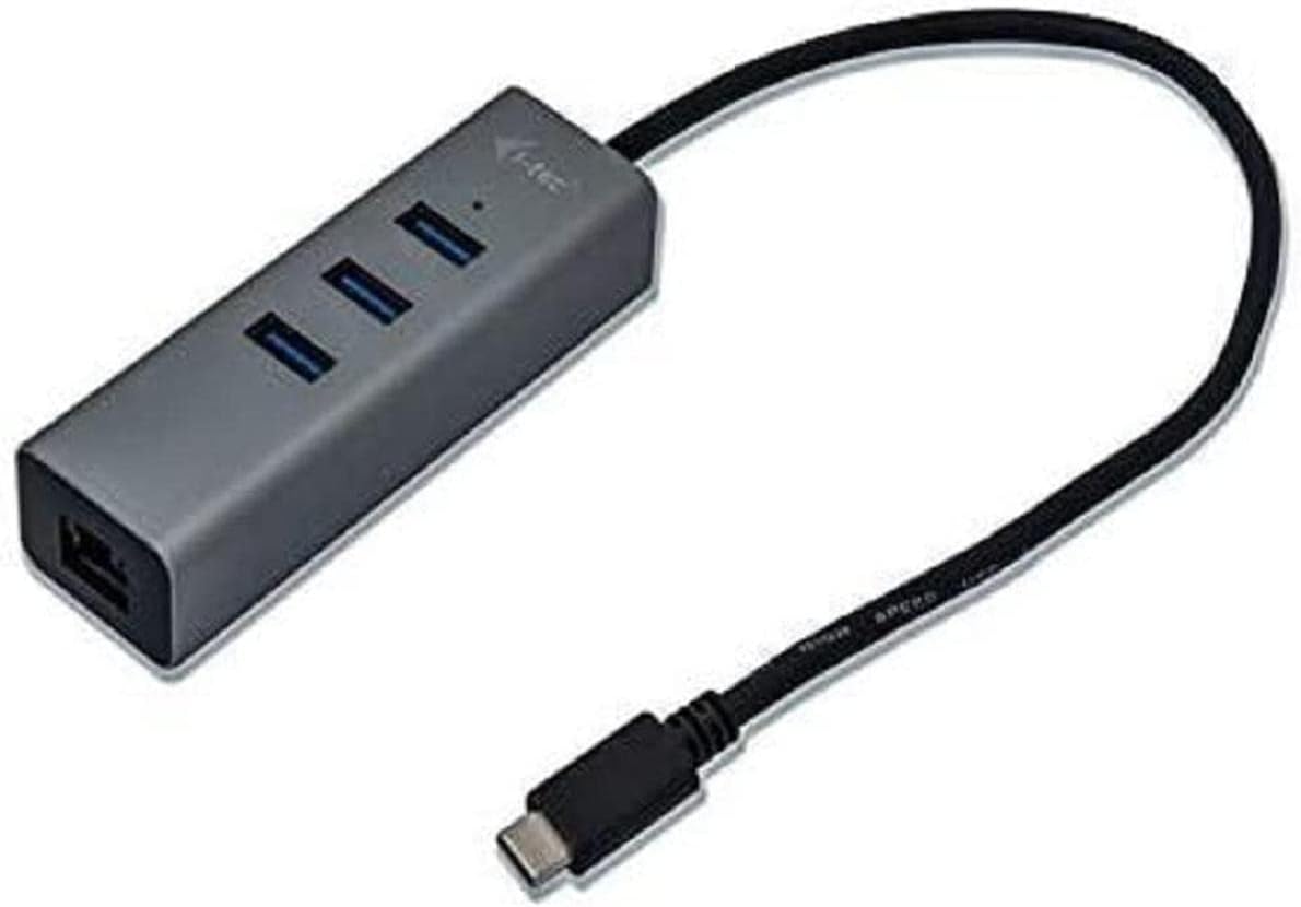 i-tec USB-C Métal 3-Port USB HUB avec Gigabit Ethernet Adapter 1x USB-C vers RJ-45 3x USB 3.0 Port pour Windows MacOS Linux Android Thunderbolt 3 Compatible