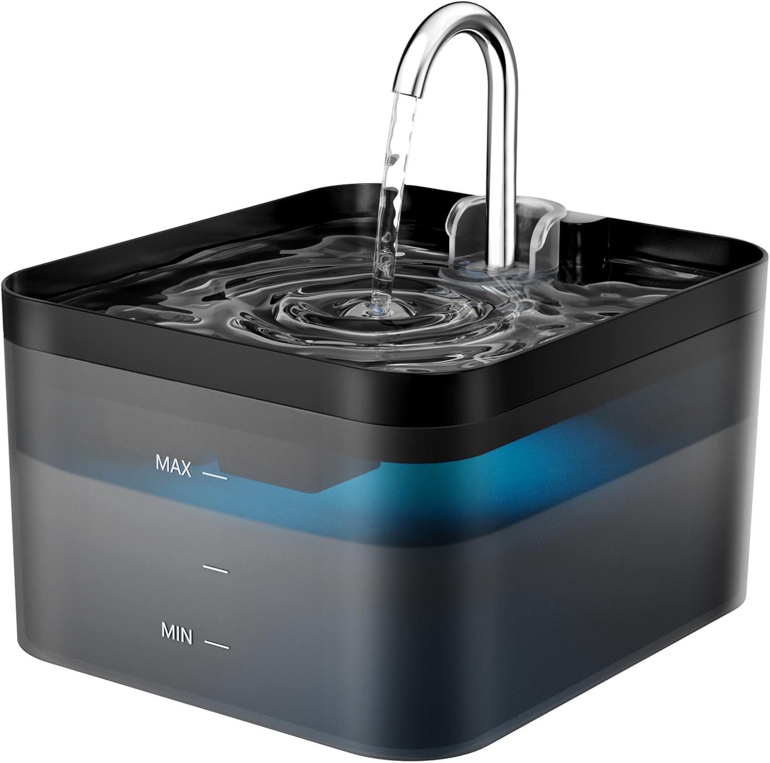 PawPoll Fontaine a Eau Chat, 2,2L, Super Silencieuse, Filtre à Carbone Activé, Facile à Mettoyer, Distributeur Eau Chat avec LED, sans BPA, Convient à Plusieurs Animaux de Compagnie