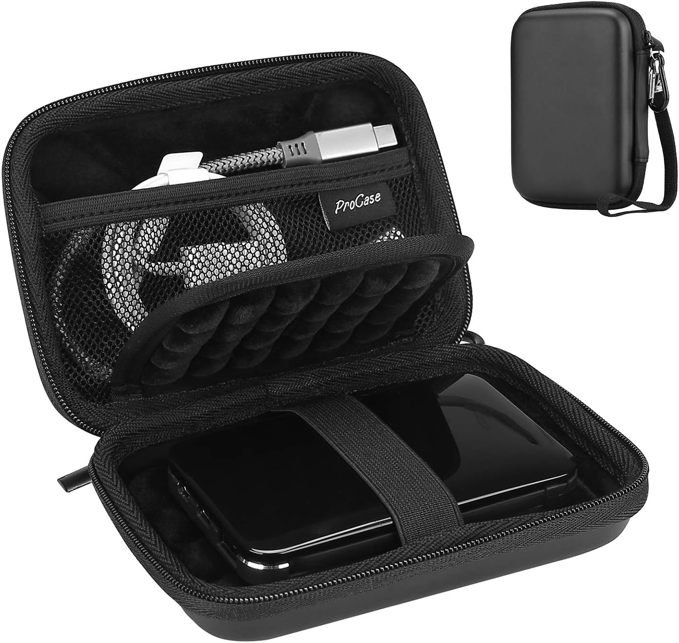 ProCase Pochette pour Disque Dur Externe 2.5", Sacoches et Étuis pour Disque Dur, Compatible avec UnionSine, Seagate, Toshiba Canvio Partner, WD, Samsung SSD, Housse de Protection Universelle -Noir