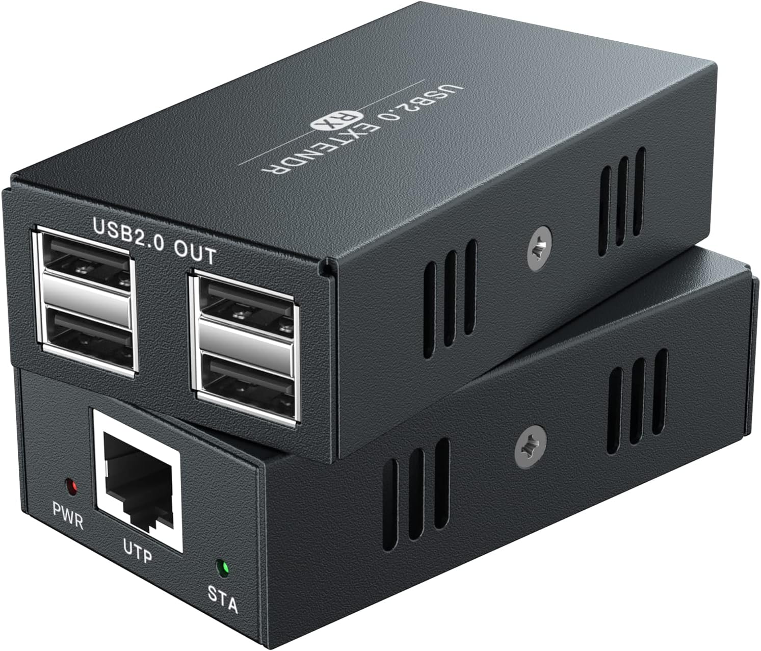 Extenseur USB 4 USB 2.0 sur Ethernet 50 m Cat5e/6/7 Hub USB sans pilote pour webcam, imprimante, clavier, souris, micro