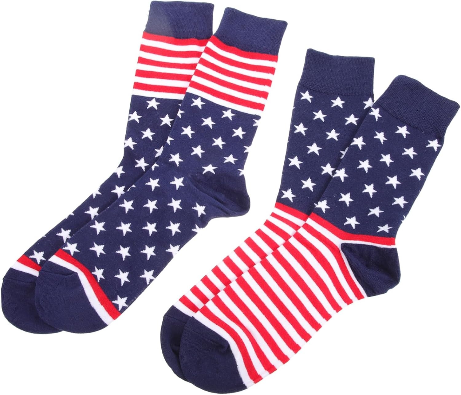 Chaussettes en Coton Drapeau Américain, 2 Paires, Style Patriotique