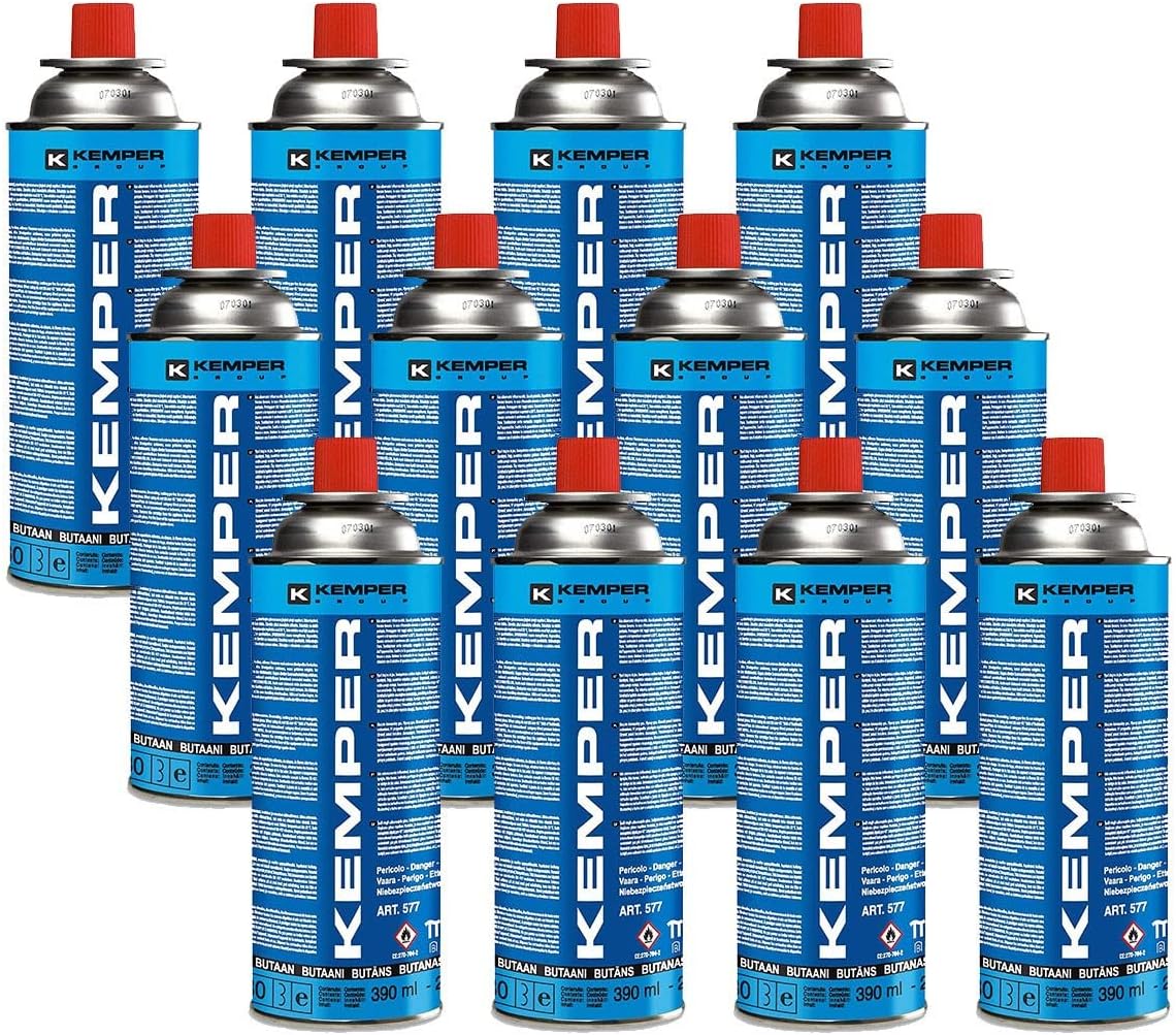 KEMPER - Pack de 12 Bouteilles de gaz Cartouche gaz 220g butane UN2037 Bonbonne pour appareils à gaz