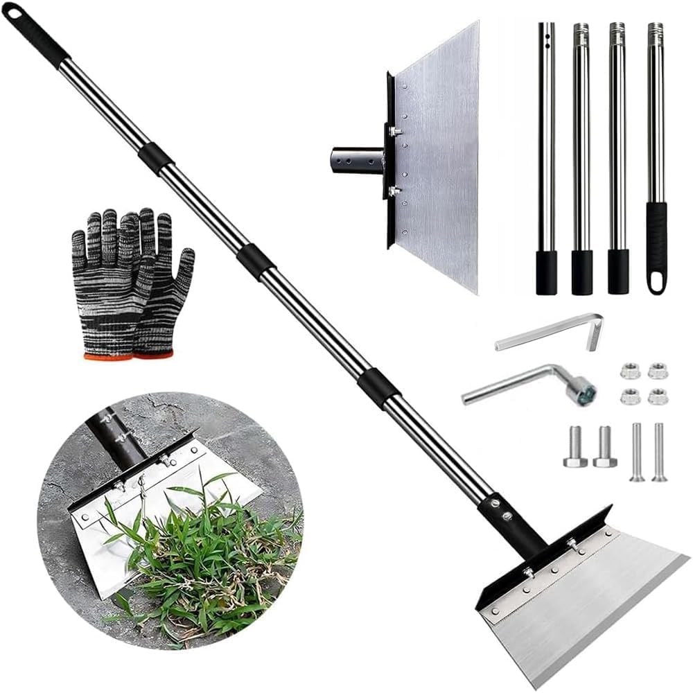 Pelle De Desherbage avec Manche 163cm,Pelle De Nettoyage Multifonctionnelle 32cm,Pelle De Jardin Desherbante,Grattoir De Jardin pour Mauvaises Herbes et Mousse, Outil De Désherbage De Ferme