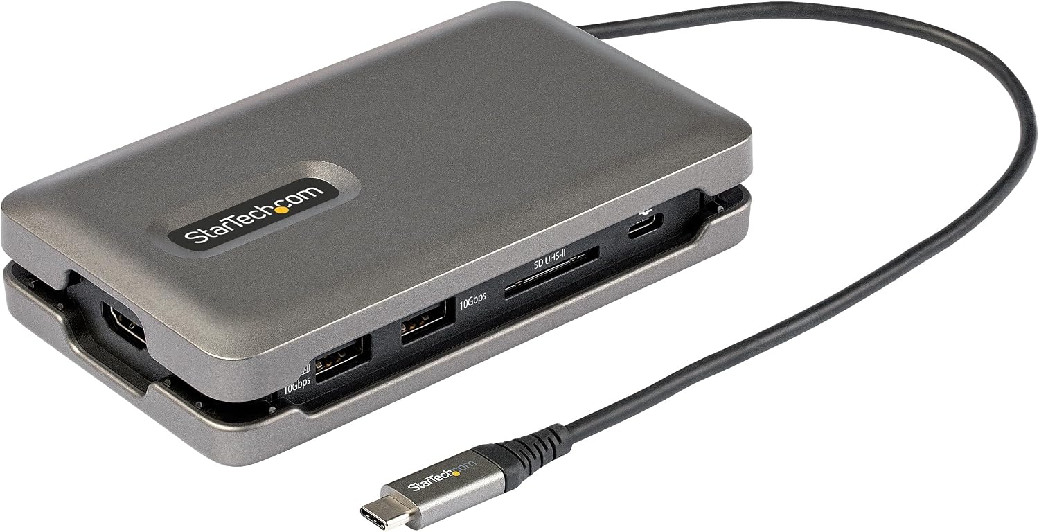 StarTech Dock USB-C, HDMI DP 4K 60Hz, Charge PC 100W, GbE, Câble 30cm