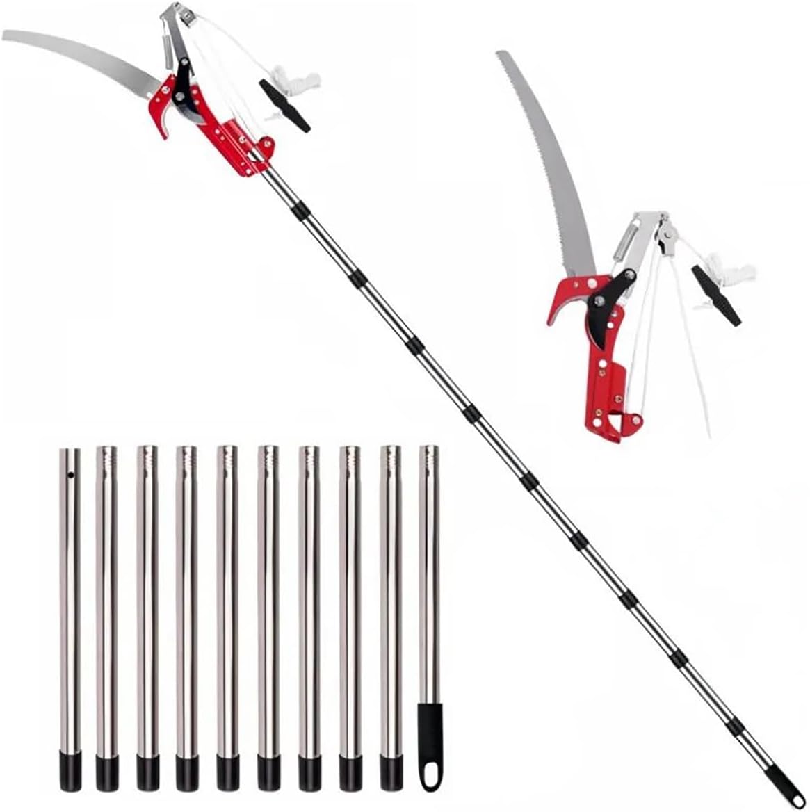 NEWFUN Scie d'élagage manuelle, réglable en hauteur sur 4 m, 1 scie pour 2 utilisations, Couper des arbres et des arbustes denses sans échelle, sécateur manuel pour branches hautes