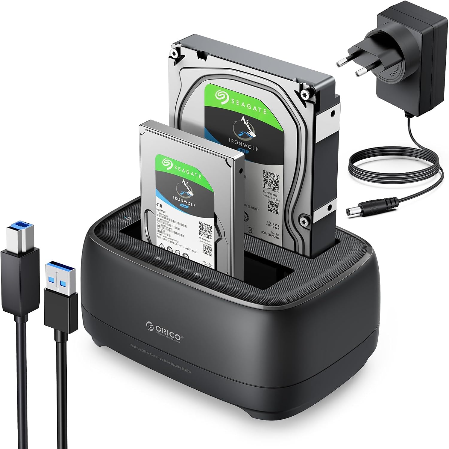 ORICO SATA SSD/HDD Dock pour Disque Dur, USB 3.0 Station d'accueil pour Dique Dur de 2,5 et 3,5 Pouces, Supporte UASP et Les disques de 20To(DD18U3)