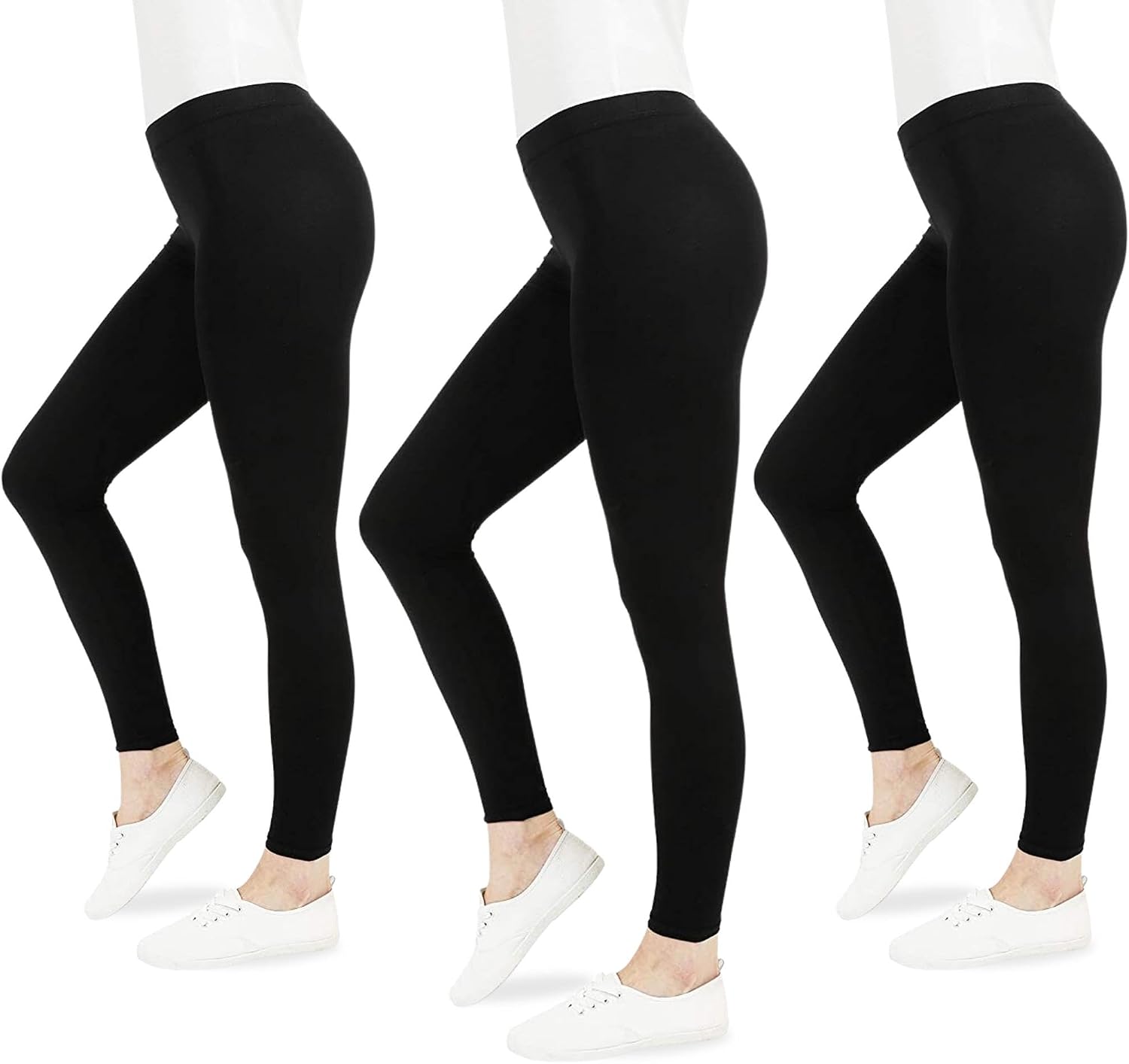 FM London - Lot de 3 Leggins décontractés pour Femmes Leggins élastiques, Coupe ajustée