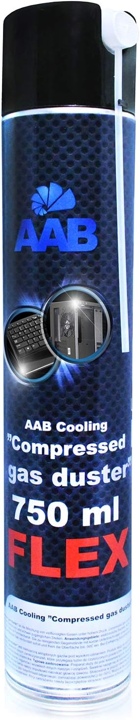 AABCOOLING Compressed Gas Duster Flex 750ml - Air Comprimé avec Un Tube Flexible, Bombe Air Sec, Air Comprimé Nettoyage PC, Computer Cleaner, Aérosol Dépoussiérant, Aérosol