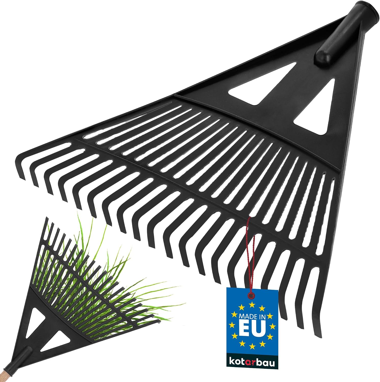 KOTARBAU® Rateau à Feuilles - Plastique - 61 cm - Noir - sans Manche - Râteau Jardin - Balai à Gazon - Ramasse Feuilles - Léger - Résistant - Entretien Jardin
