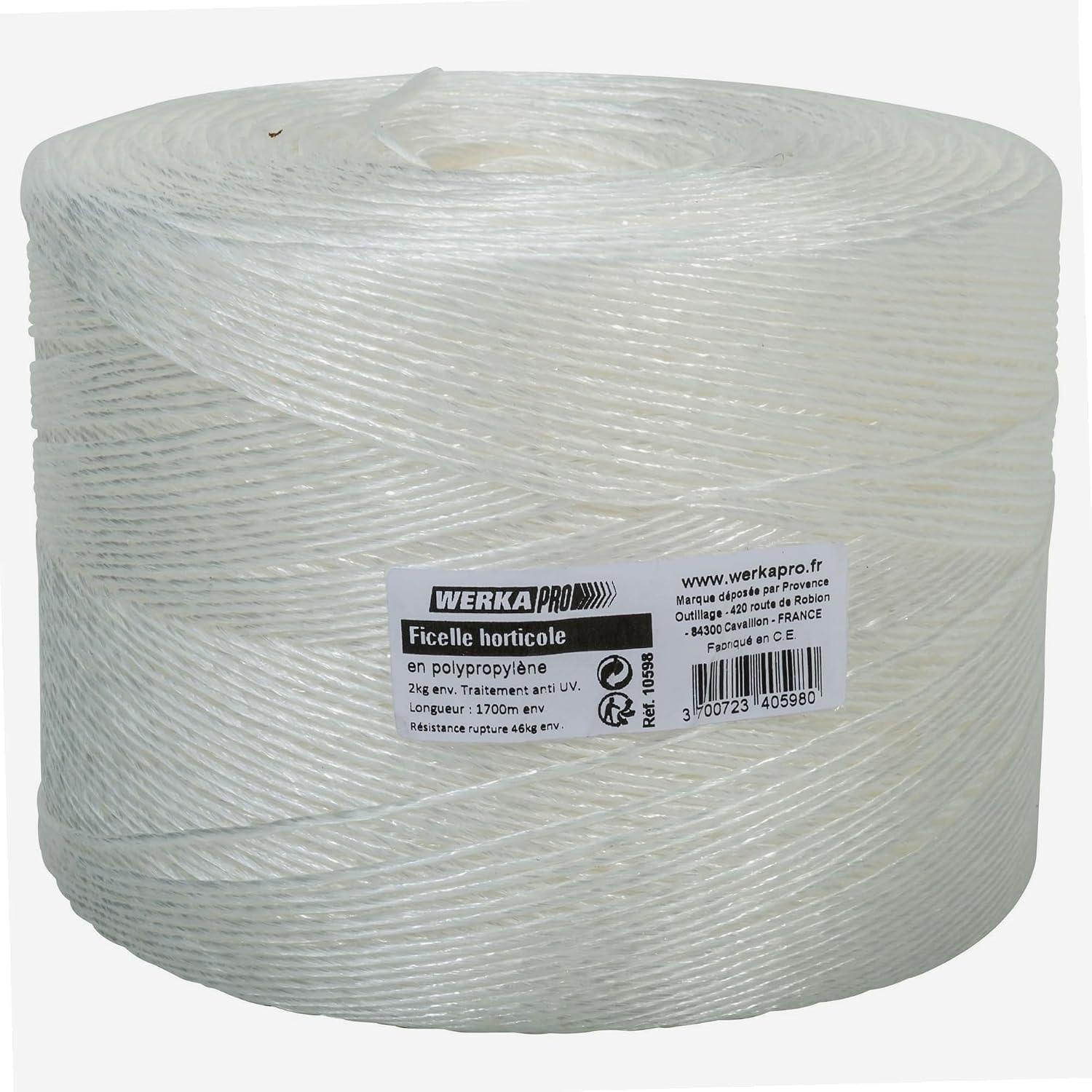 WERKA PRO Ficelle Horticole Blanche Bobine de 1700m Polypropylène 46kg