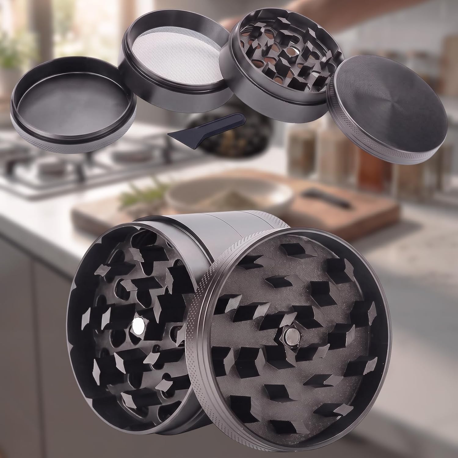 4cm Grinder à épices magnétique de cuisine: couvercle aimanté ne fuit pas
