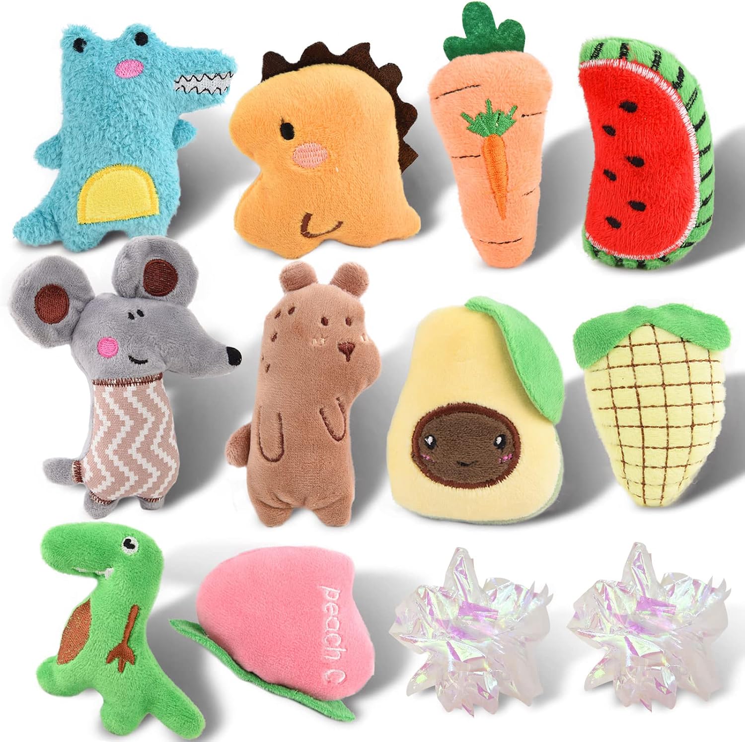 Jouet Herbe à Chat, 12 Pièces Peluche pour Chat Jouets Cataire pour Chats Interieur Catnip Peluches d'herbe à Chat Boule pour Chat et Chaton