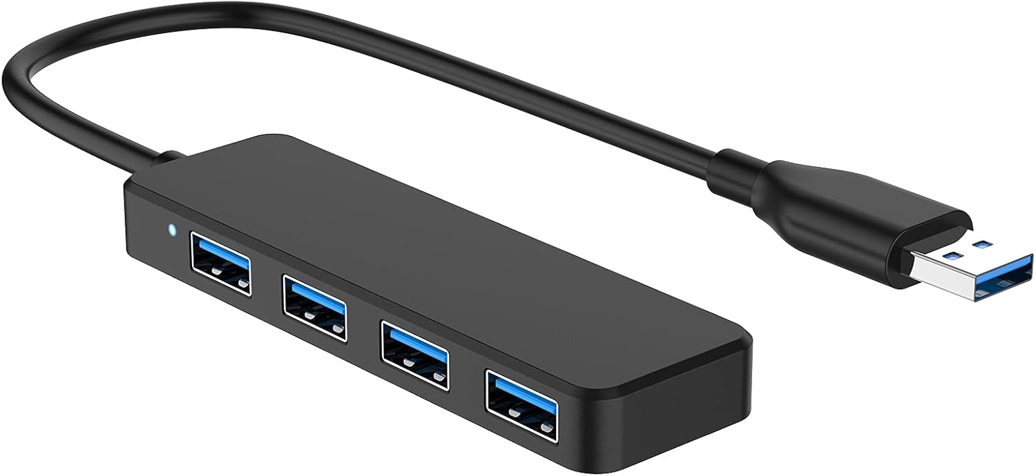 Yizhet Hub USB 3.0 Multi-Ports - 4 Ports USB 3.0 5Gbps Adaptateur Portable avec Câble de 30cm pour Macbook, PC, XPS, Surface Pro et Autres (Plug-and-Play)