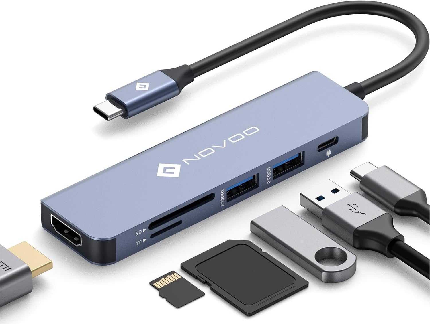 NOVOO Docking Station vers Double HDMI, 11-en-1 Hub USB C vers Dual HDMI, Displayport, USB x 4, Gigabit Ethernet, PD 100W, SD/TF, Station d'accueil pour MacBook HP Dell XPS Lenovo