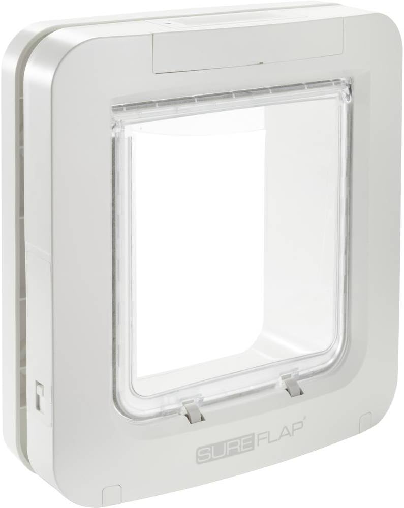 Grande chatière à Puce électronique pour Chats et Petits Chiens SureFlap Sure Petcare, Fonction Couvre-feu, Compatible avec Les médaillons d'identification par radiofréquence et Les micropuces,Blanc