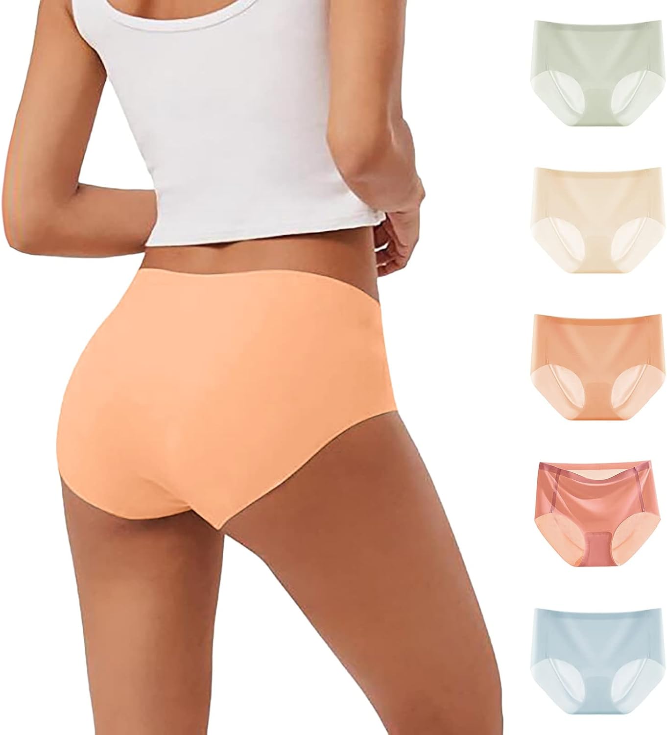 Culotte Dim Femme Coton Lot de 5 sous-vêtements Populaires Confortables et Respirants en Soie glacée sans Traces pour Femmes Culotte Femme Coton Taille Haute Culotte Satiné