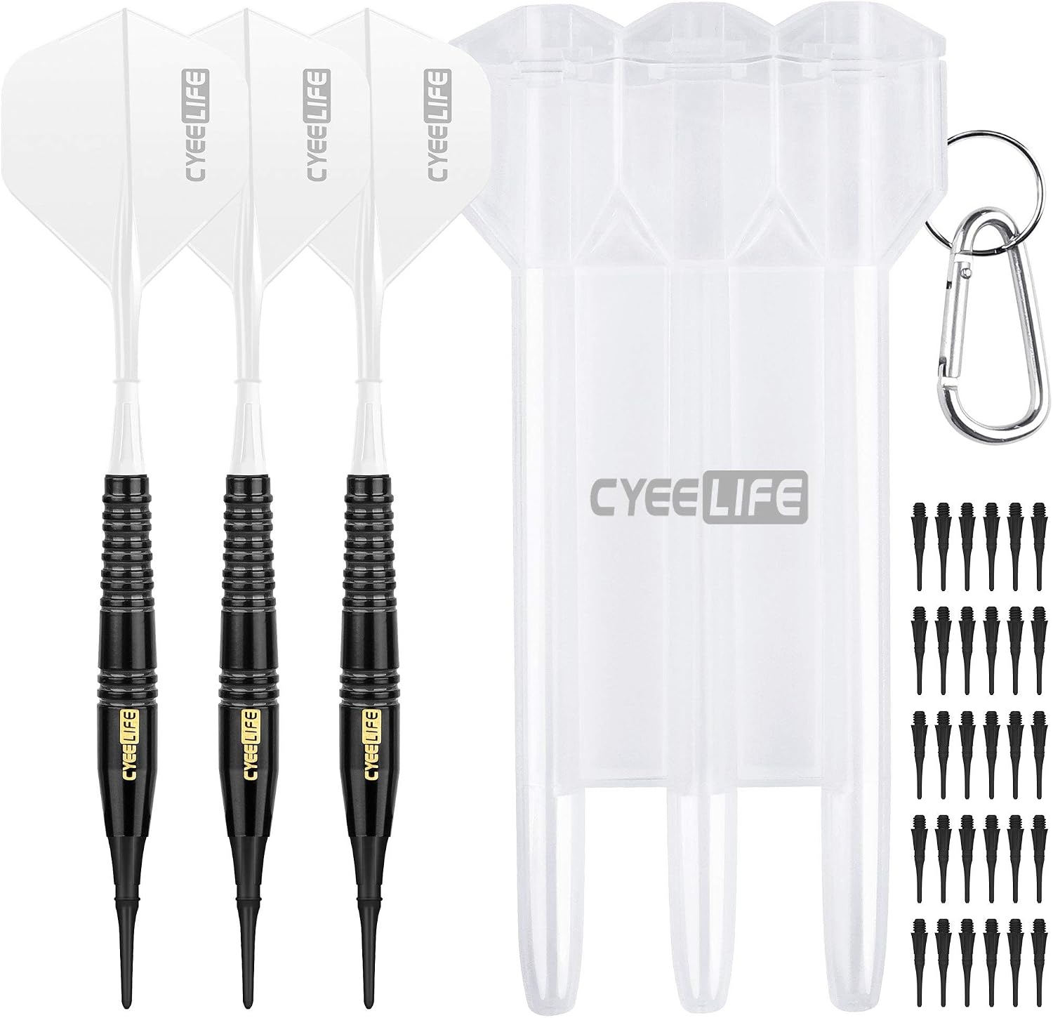 CyeeLife Flechette Pointe Plastique 18g avec Boîtiers et étuis Et Integration Empennages