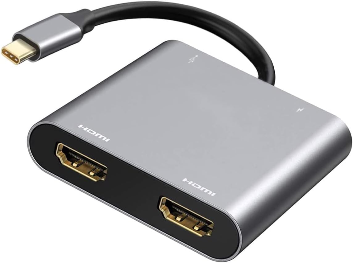 Adaptateur USB C vers Double HDMI,Hub USB de Type C 4 en 1