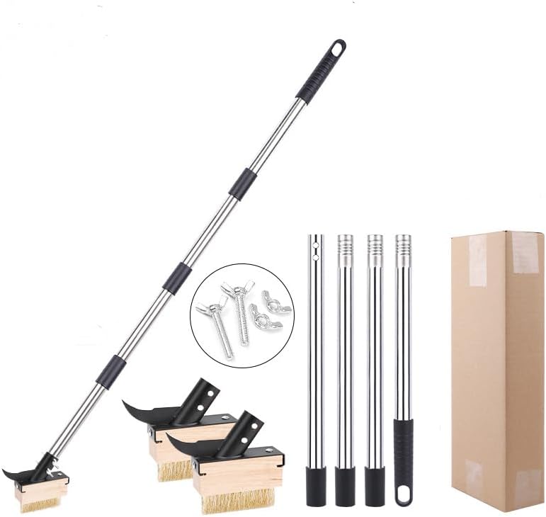 Brosse à Mauvaises(80-160cm), Grattoir pour éliminer Les Mauvaises Herbes et la Mousse pour Terrasses, Cours, Jardins, allées (80cm)