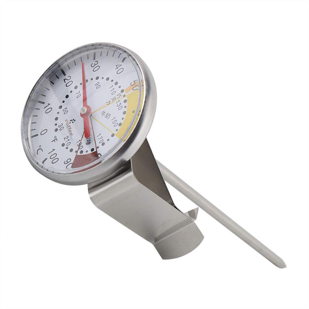 Fdit Thermomètre à Sonde en Acier Inoxydable Thermomètre Numérique à Pointeur avec Longue Sonde et Couvercle en Caoutchouc pour la Cuisine Aliments Viande Lait Café