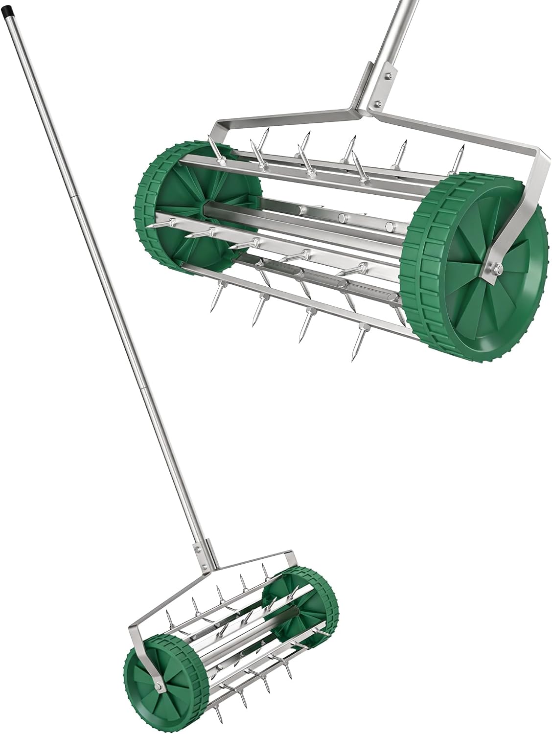 Outsunny Rouleau Aérateur de Pelouse Manuel 45 x 21 x 140 cm Vert Foncé