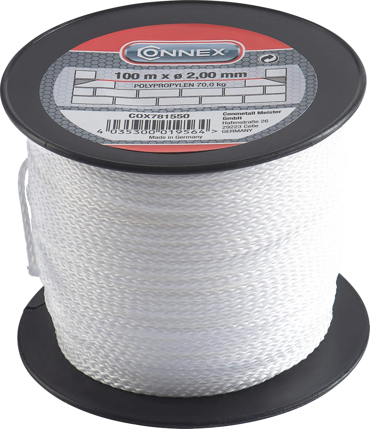 Connex COX781550 Cordeau de maçon 100 m Max 60 kg 2 mm Blanc