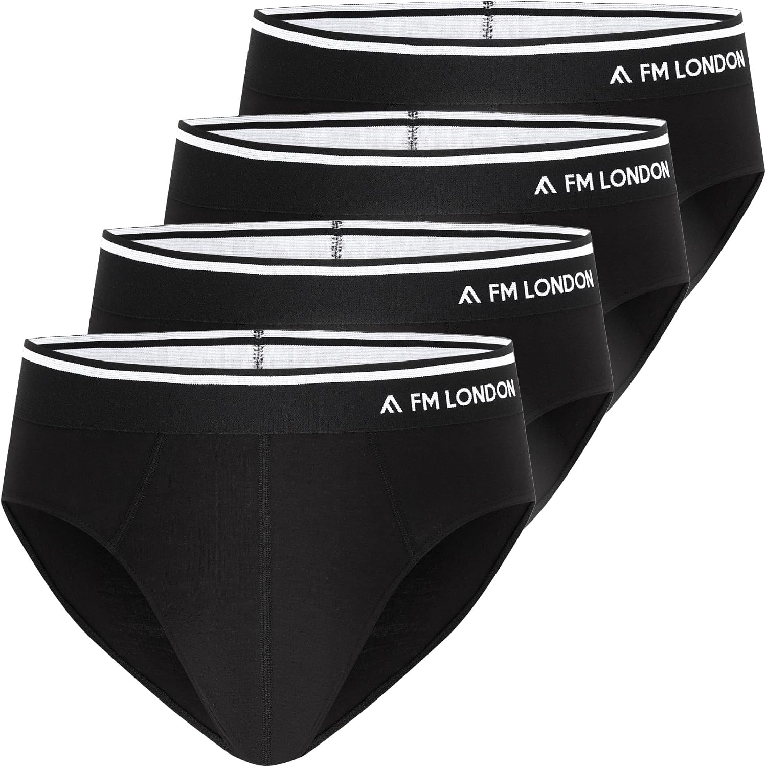 FM London Lot de 4 Slip en Bambou pour Homme - Slip Confortable sans étiquette à la Taille - Pantalon Extensible sans Ouverture sur Le Devant