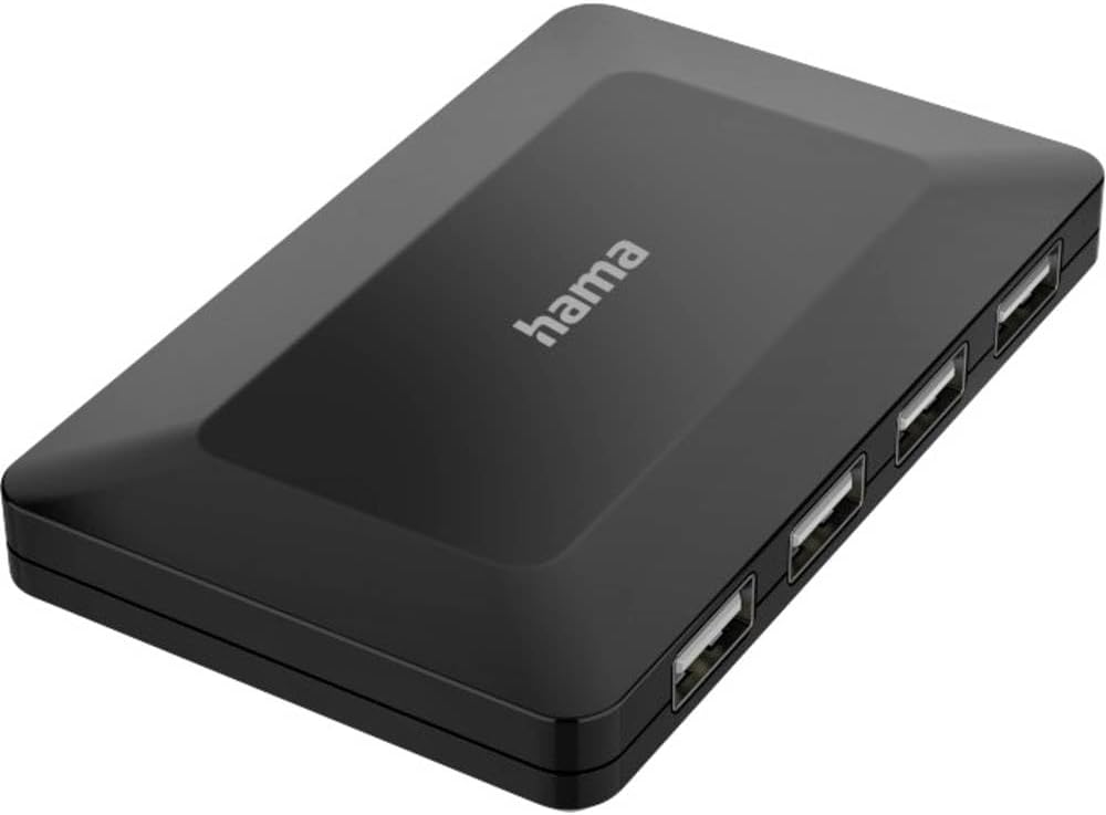 Hama Hub USB, 4 Ports, USB 2.0, 480 Mbit/s, avec câble et Interrupteur, Métal, Noir